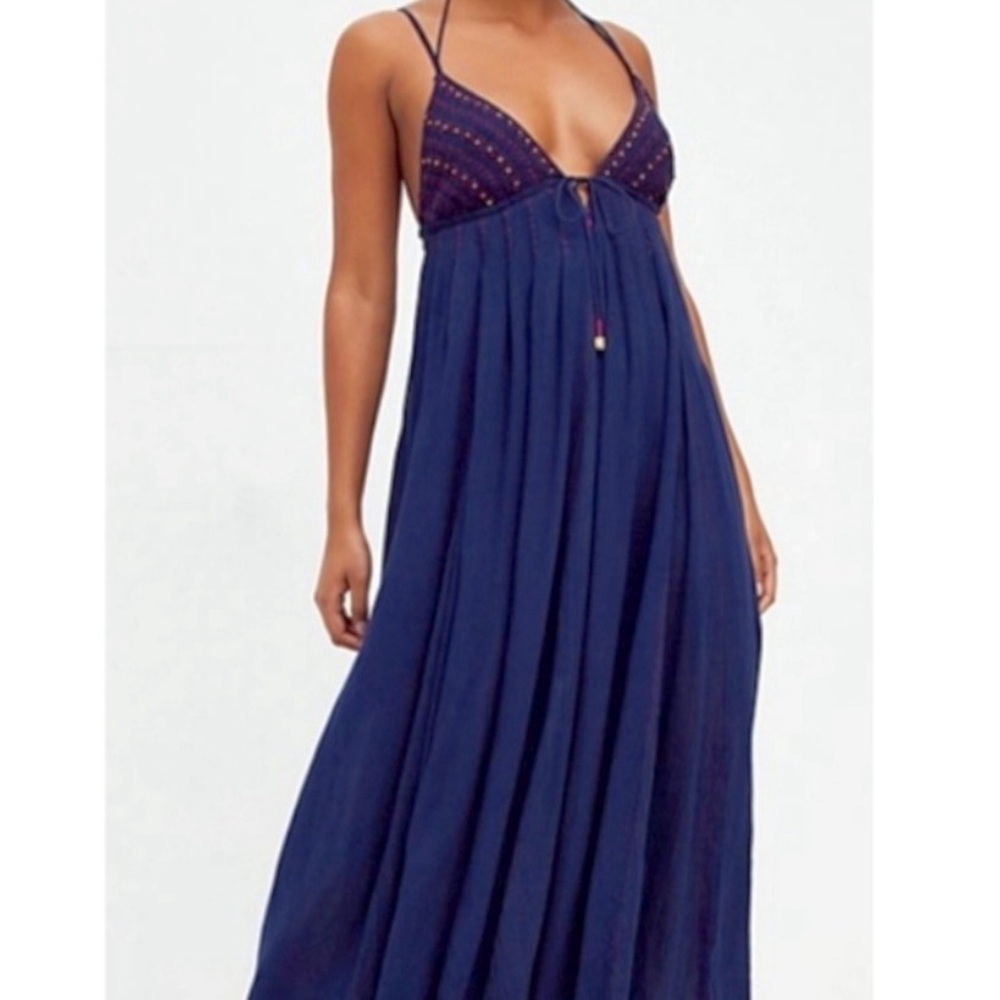 **SOLD**NWT Free People June Bug Maxi Navy Dress Vacation Sexy Summer
